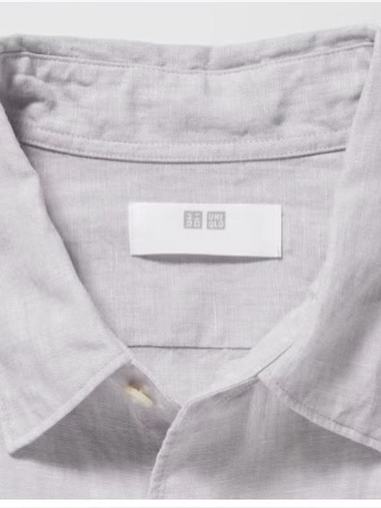 Uniqlo Other - UNIQLO Men's Light Gray Linen Button-Up Shirt
